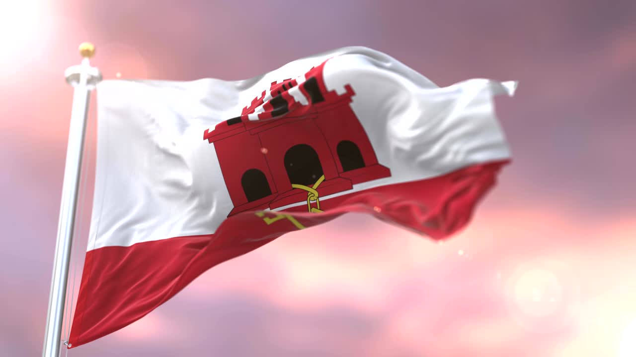 지브롤터의 발이 해가 지는 동안 바람에 흔들리고, 루프