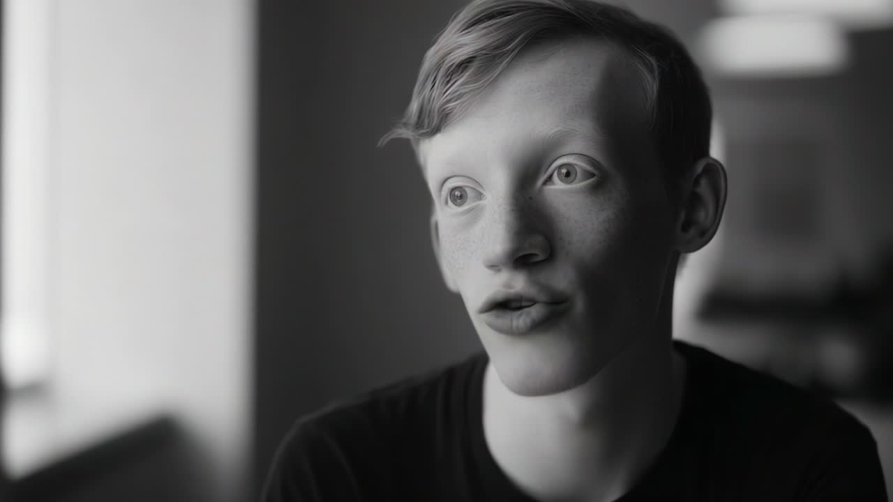 A Portrait of Contemplation: An Engaging and Thought-Provoking Monologue Captured in Two Frames, Showcasing Expression and Emotion in a Black-and-White Setting