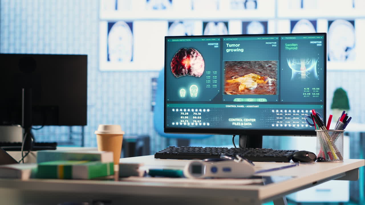 Vertical Video Professional and clean medical office awaiting a patient check up visit
