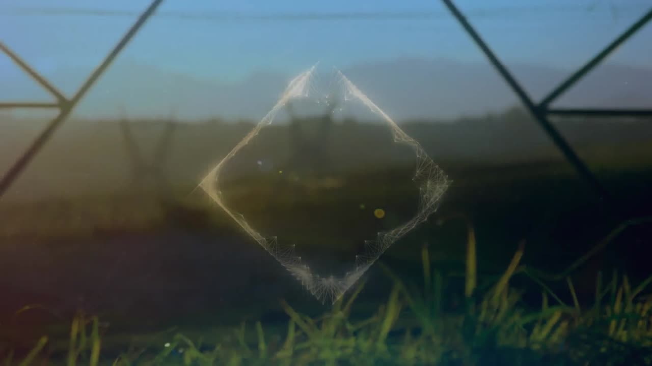 전기 기둥이 있는 광장 위의 풍경의 애니메이션