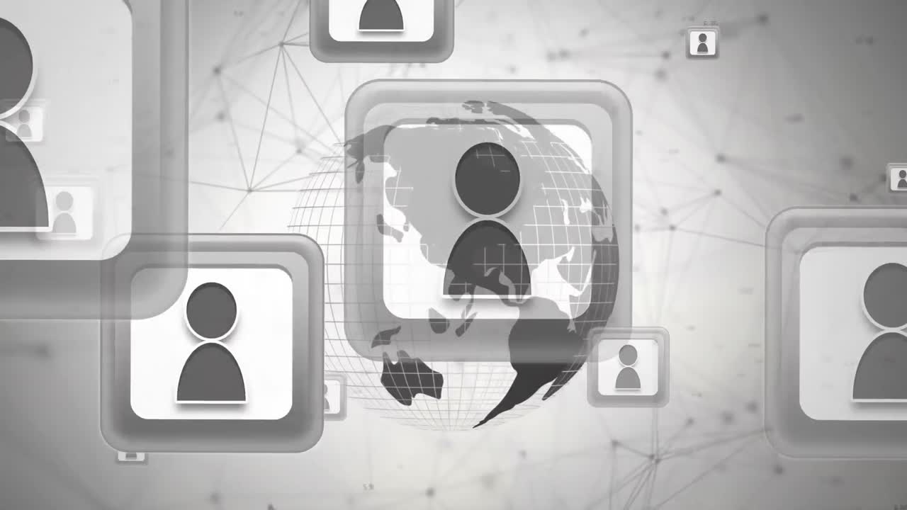 animación de la red de conexiones sobre fondo blanco