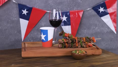 chile fiestas patrias chilean flag wine glass anniversary national day anticuchos