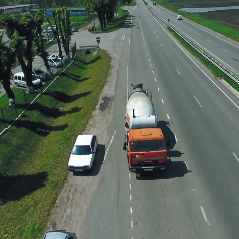 truck mixer on highway