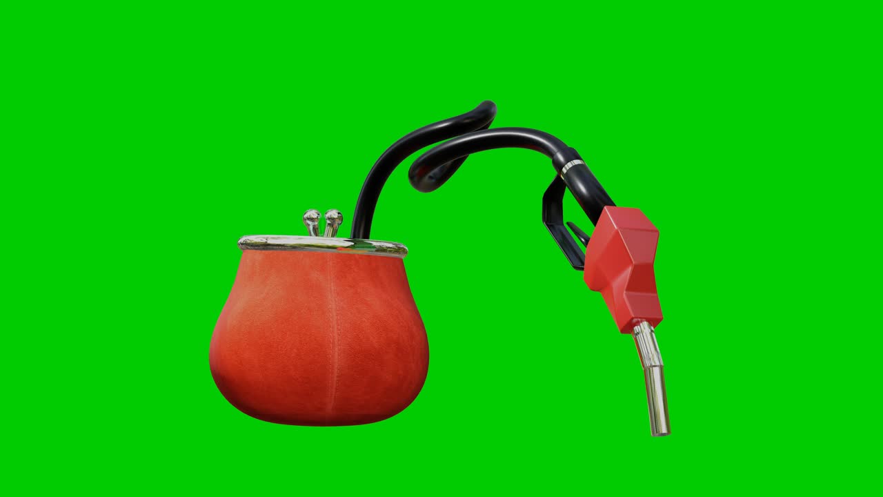 동전 지갑에서 나오는 가스 펌프 튜브