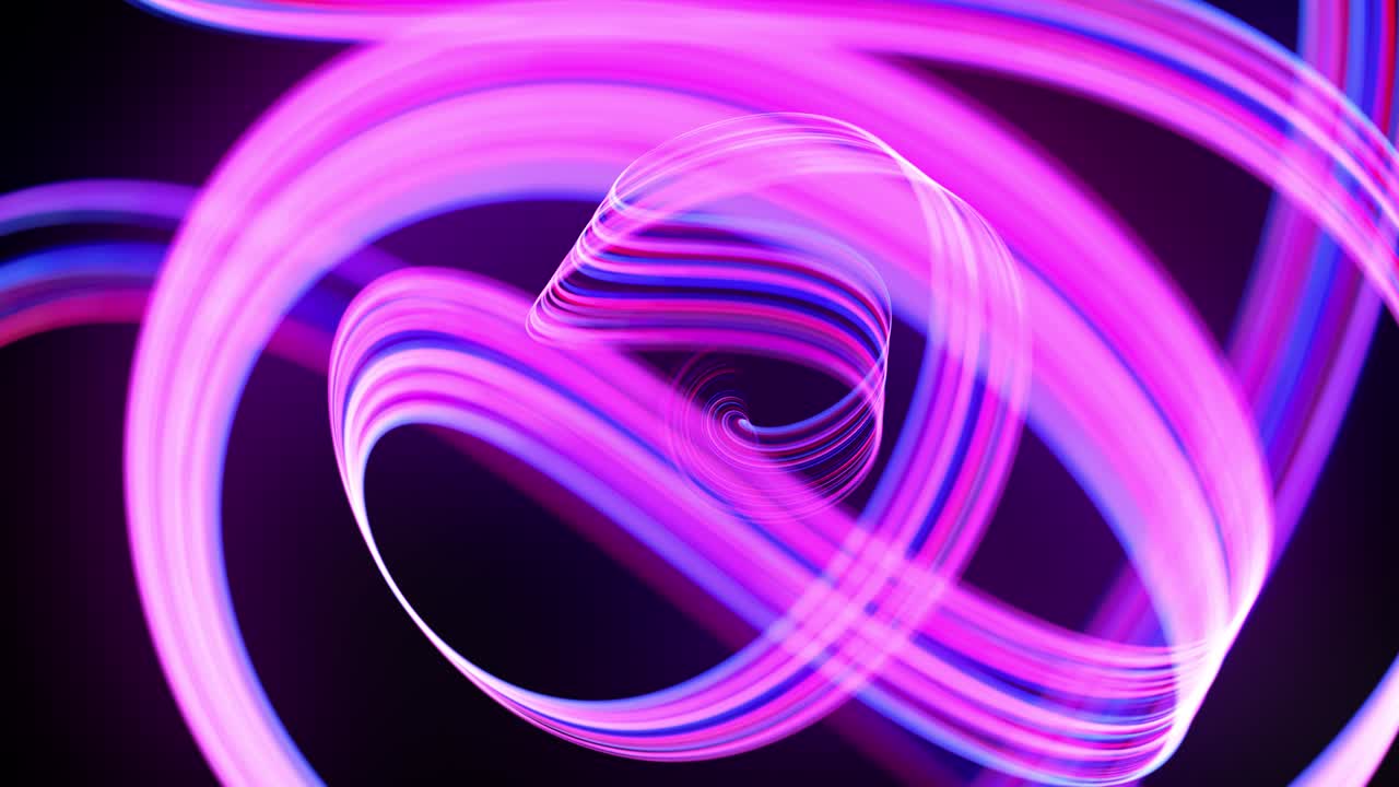 Light flow bg in 4k. Abstract looped background with light trails, stream of red blue neon lines in space move to form looped spiral shapes. Modern trendy motion design background. Light effect,