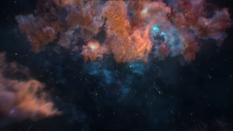 viajando a través del cielo estrellado cósmico y observando la nebulosa tridimensional