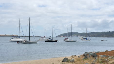 Segelboote-Vor-Einem-Strand-Verankert