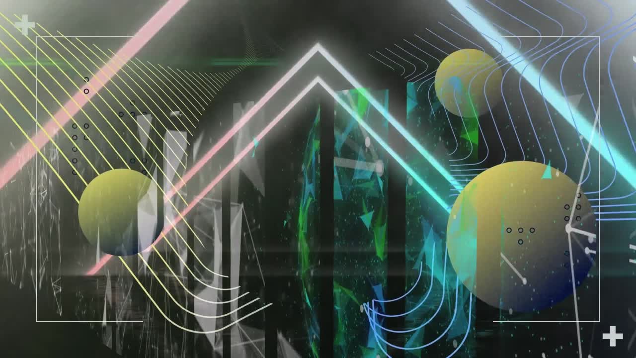 animación de formas de neón a través de una red de conexiones