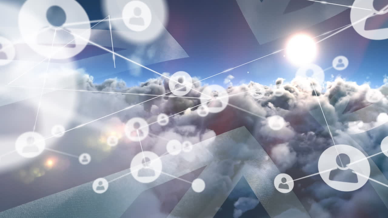 하늘의 구름에 대한 영국  ⁇ 발에 대한 프로필 아이콘 네트워크