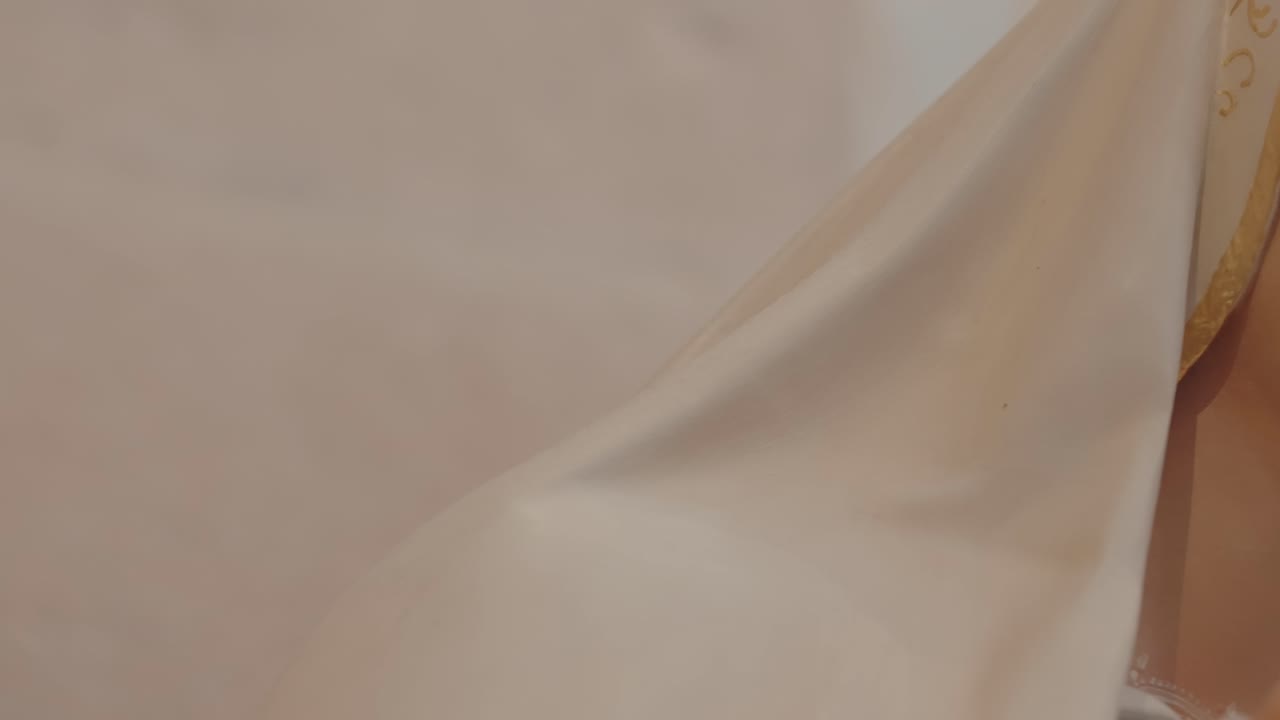 Close up of Virgin Mary statue with serene and delicate expression