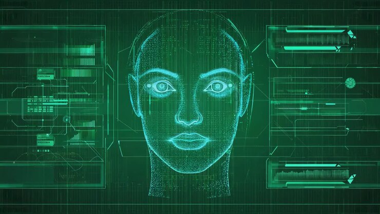 Futuristic AI Human Face Interface