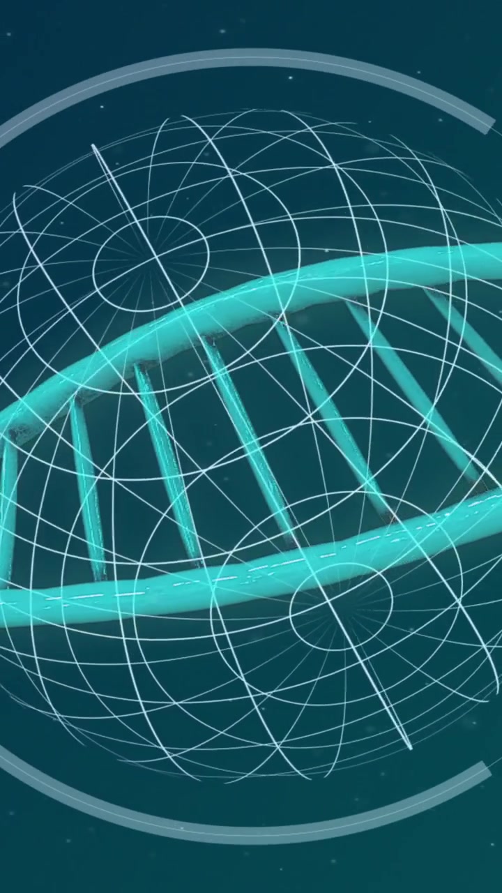 Animation of dna strand over globe on blue background