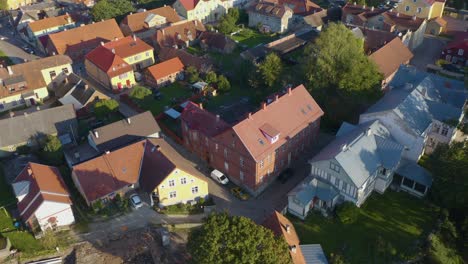 drone of viljandi, estonia with northern art nouveaue style buildings