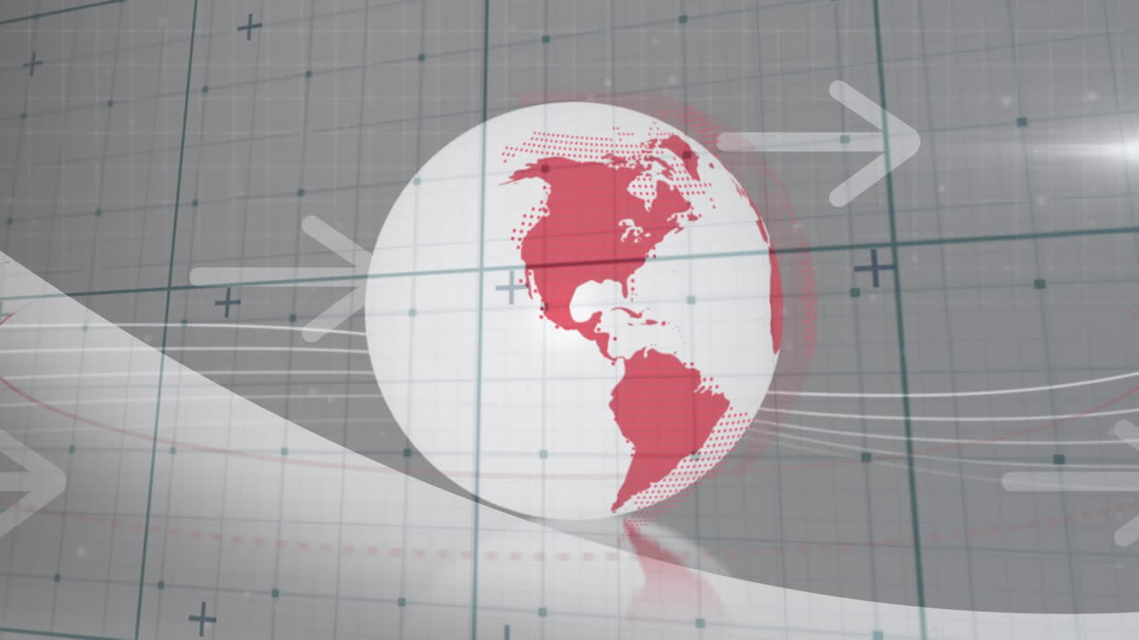 화살표의 애니메이션과 지구와 그리드에 대한 데이터 처리