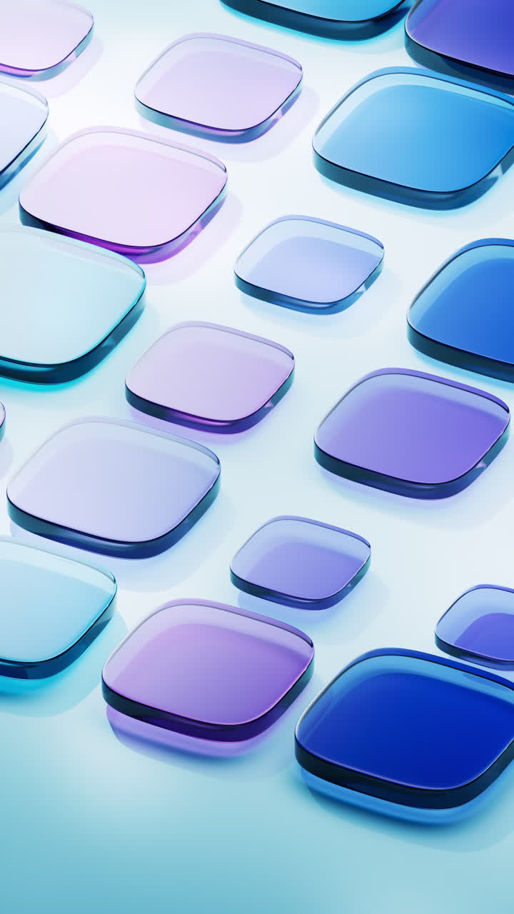 Rounded corner glass geometries background, 3d rendering