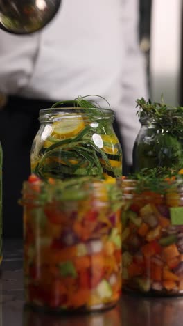 preparing homemade preserved vegetables