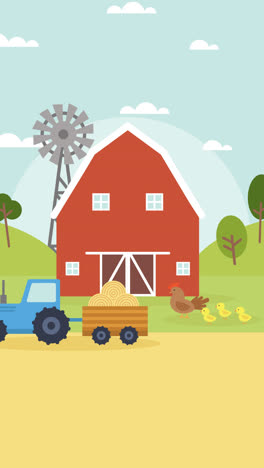 An-animation-of-a-Barn-and-tractor-background