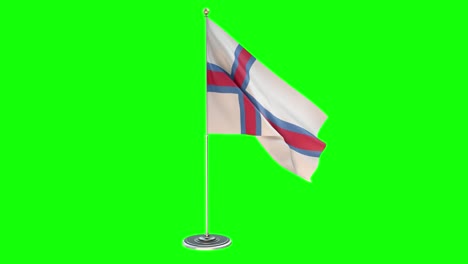 faroe island 3d looping illustration of small flag pole on chroma key background