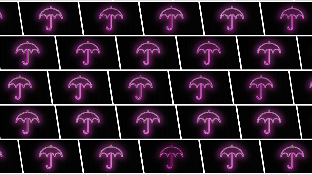 Neon pink umbrella pattern in night