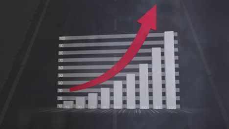 animación del procesamiento de datos estadísticos frente a la vista aérea del tráfico de la ciudad