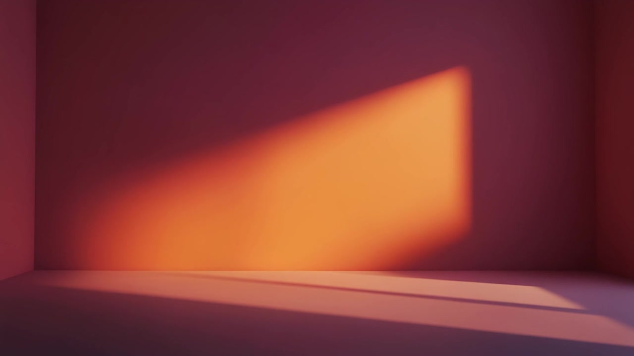 Abstract Interior Wall with Warm Sunlight Casting Geometric Shadows