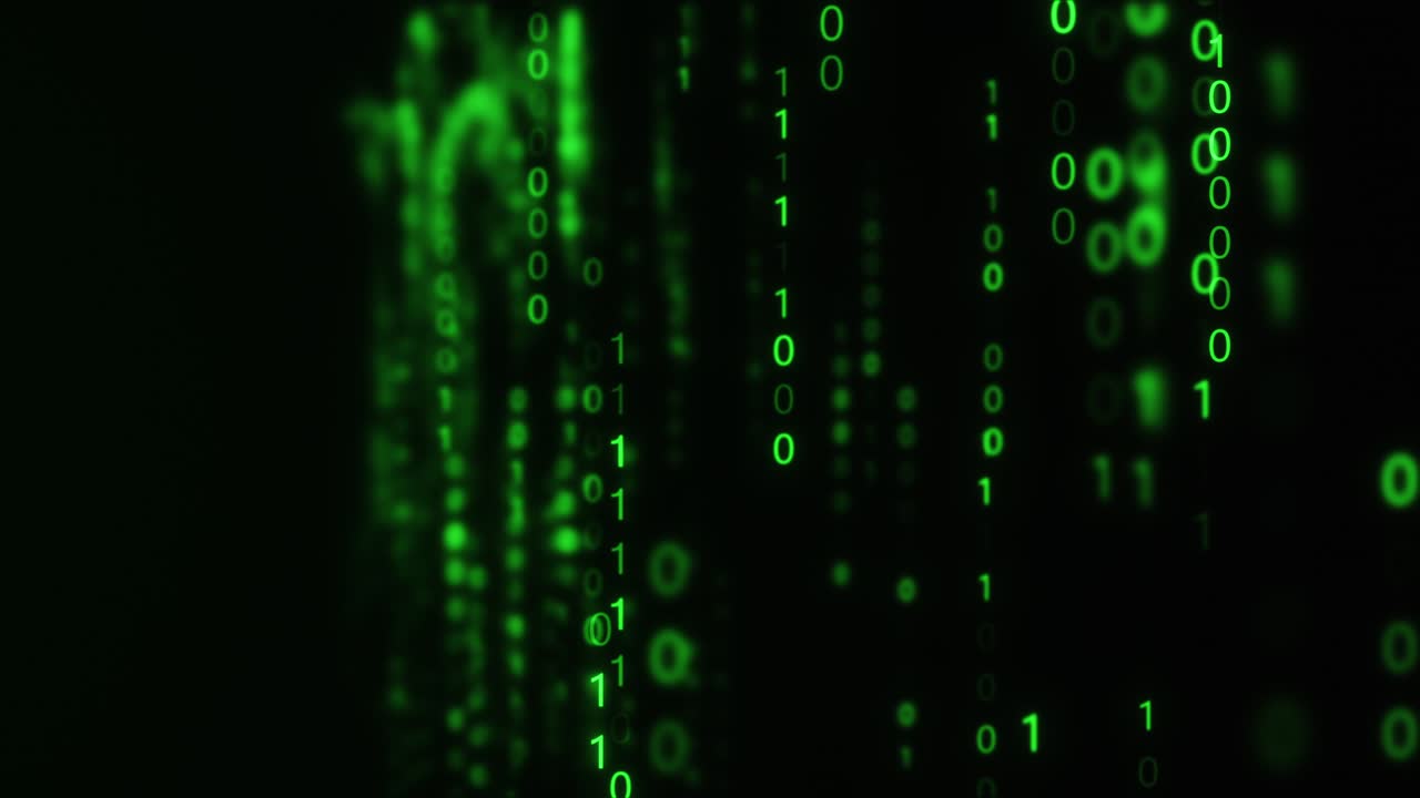 Digital number code green color screen