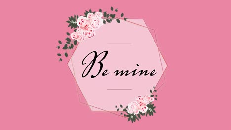 animation von be mine in schwarzen buchstaben auf rosa hintergrund
