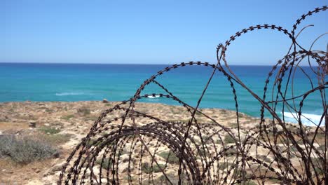 sea barbed wire close to the sea