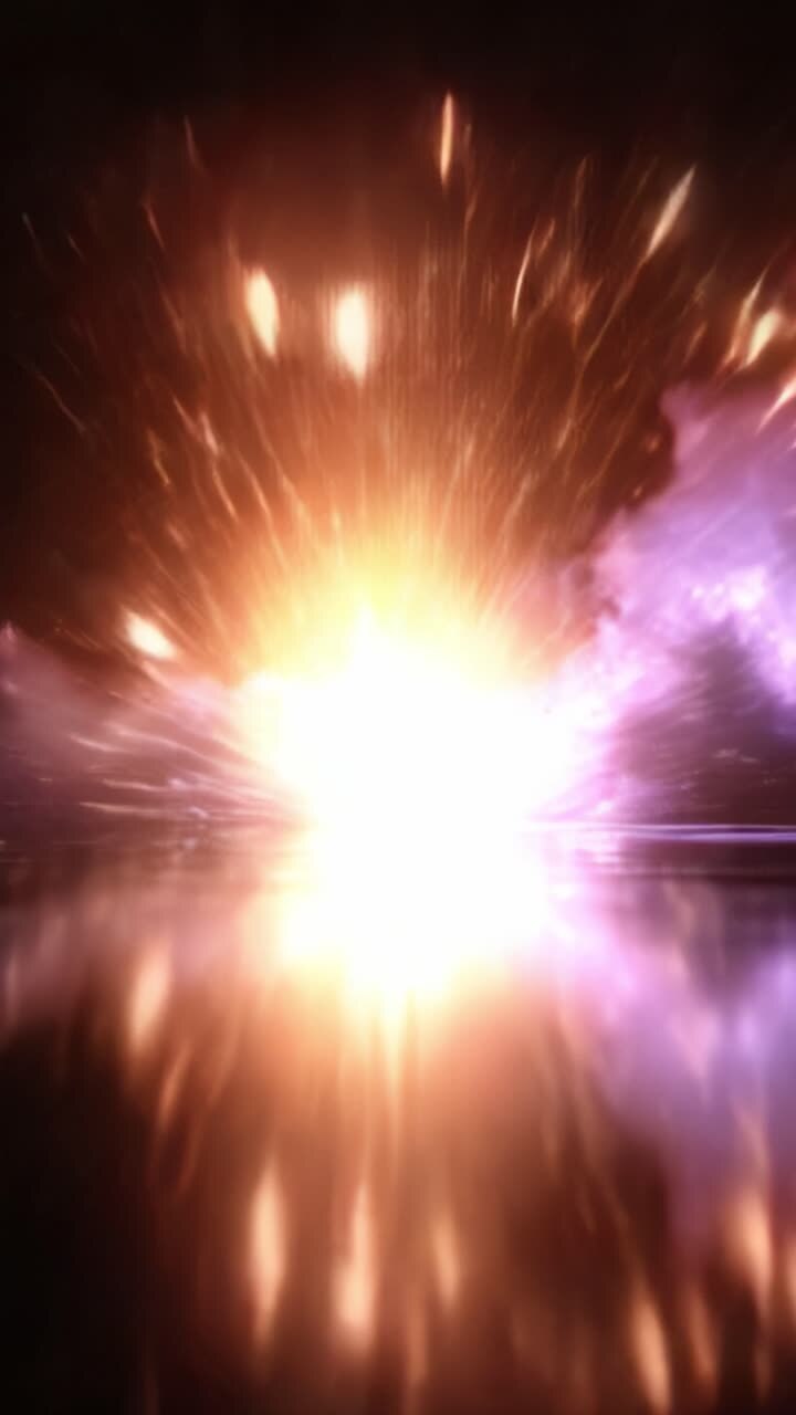 Uma Exibição Brilhante de Cor e Luz Explosivas Refletidas na Água Capturada em Quadros Dinâmicos de um Espetacular Show de Fogos de Artifício