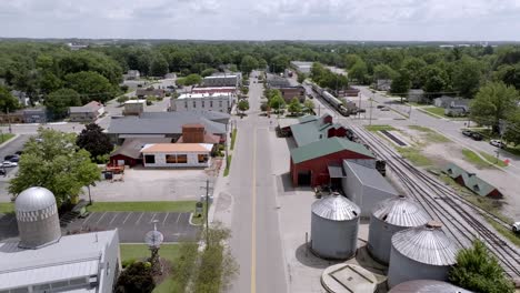 downtown howard city, michigan with drone video moving in.