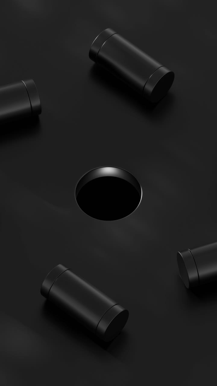 Cilindros pretos abstratos ao redor de um buraco negro
