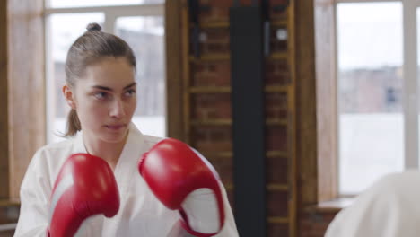 young woman doing martial arts