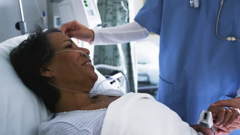 middle aged woman lying on hospital bed 4k