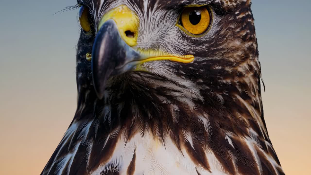 Close-up profile of an eagle with sharp focus on the eye, captured at eye level