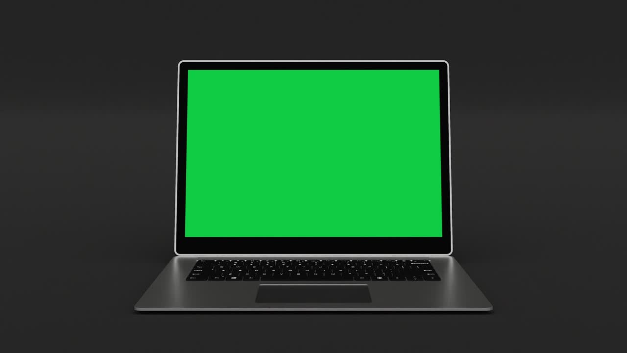Laptop Opening and Turning ON Green Screen Slim and Modern 4k