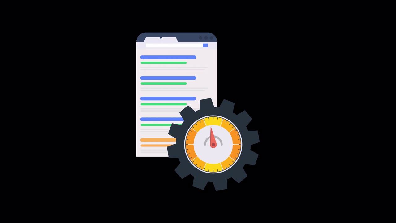 Animated Browser Window with Speedometer Gear for Performance Optimization