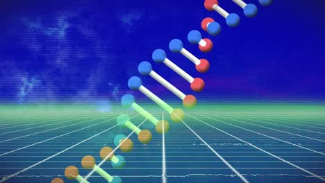 Animation-Der-Interferenz-über-DNA-Strang-Auf-Blauem-Hintergrund