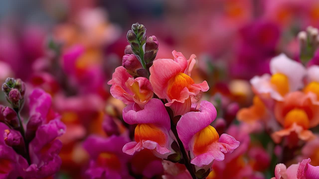 Uno spettacolo vibrante di bocche di leone colorate in fiore: che cattura la delicata bellezza dei capolavori floreali della natura in petali morbidi e tonalità vivaci.
