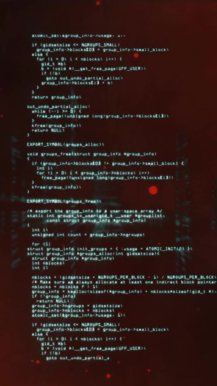 Animation of data processing over red background