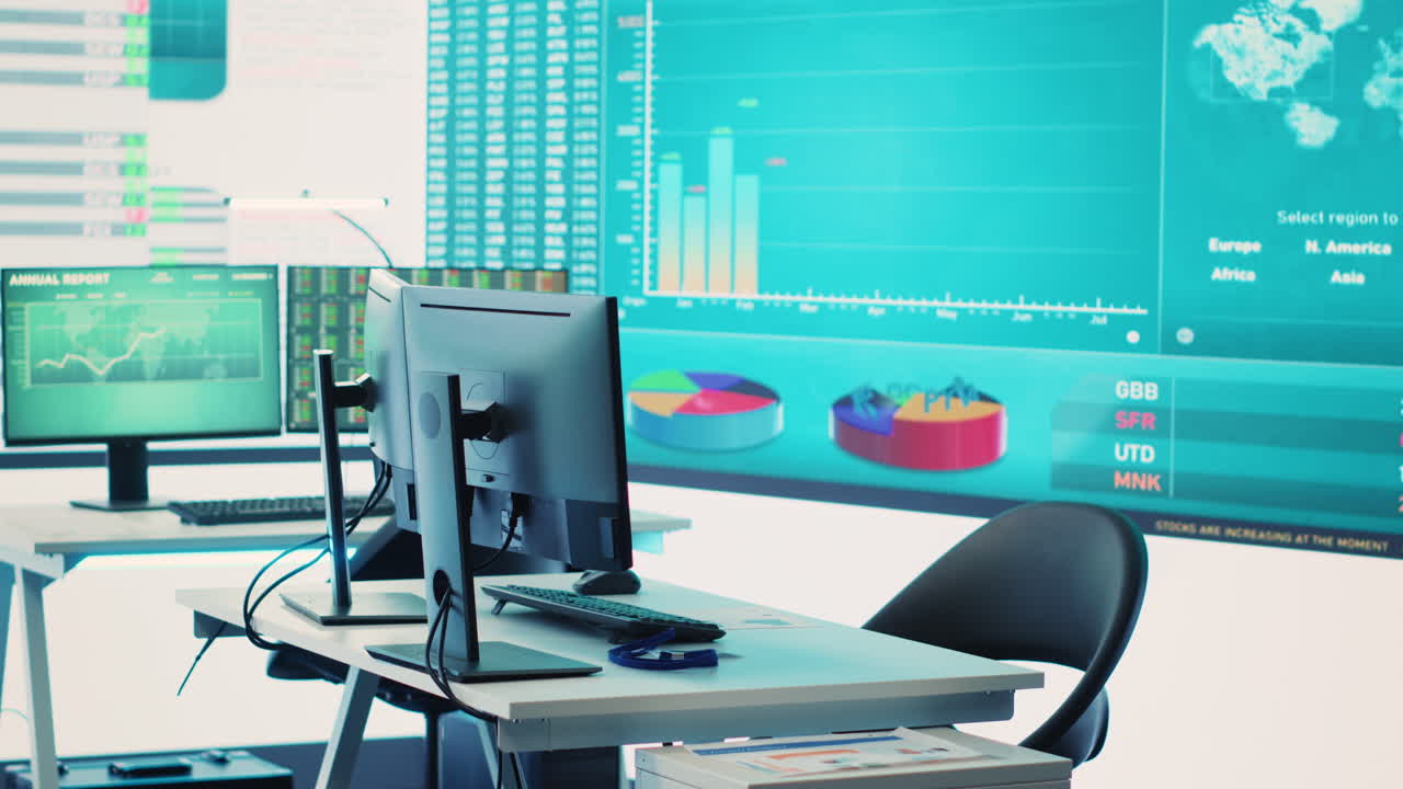Professional enterprise headquarters equipped with big data screen