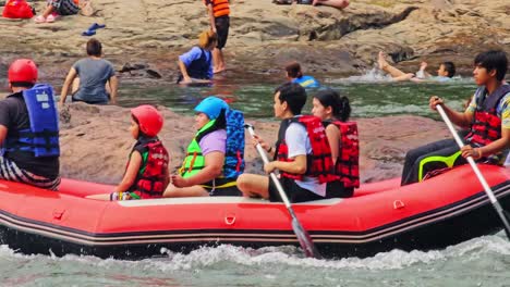 family rafting adventure on a rocky river