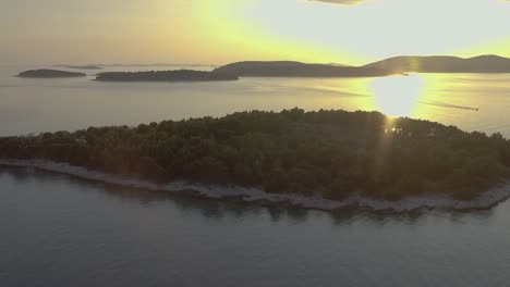 aerial forward approach of island in croatian archipelago