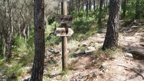 fork in the trails at the climb to the castle in alcalá de chivert, spain