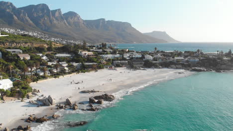 Wide-of-Coastline-and-mountains-of-Clifton,-Cape-Town,-South-Africa