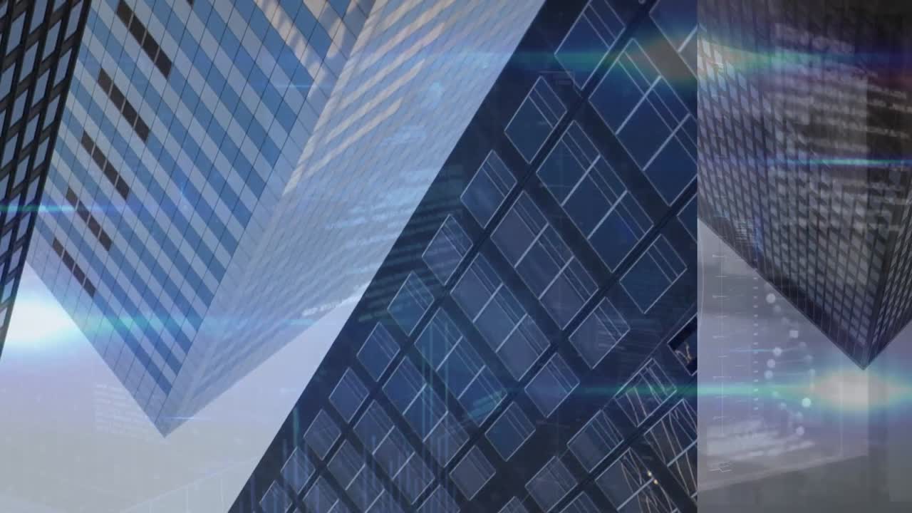 Animation of data processing over cityscape