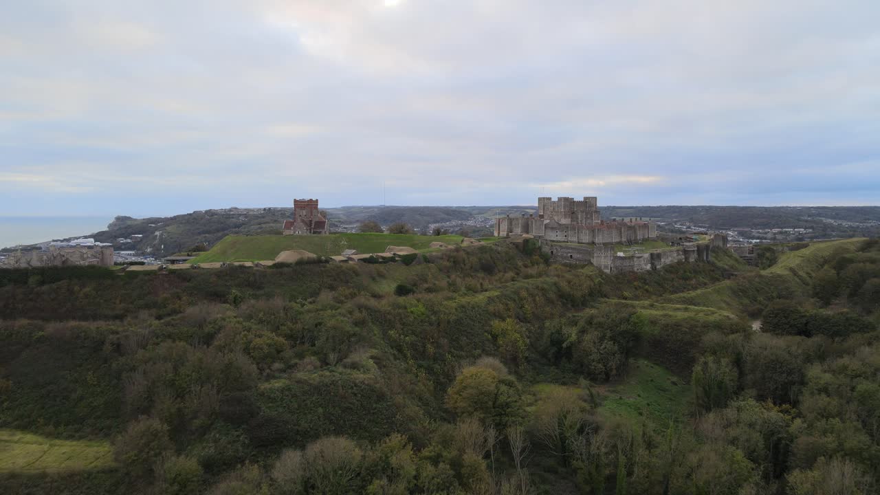 castillo de dover kent inglaterra, tomas aéreas de 4k
