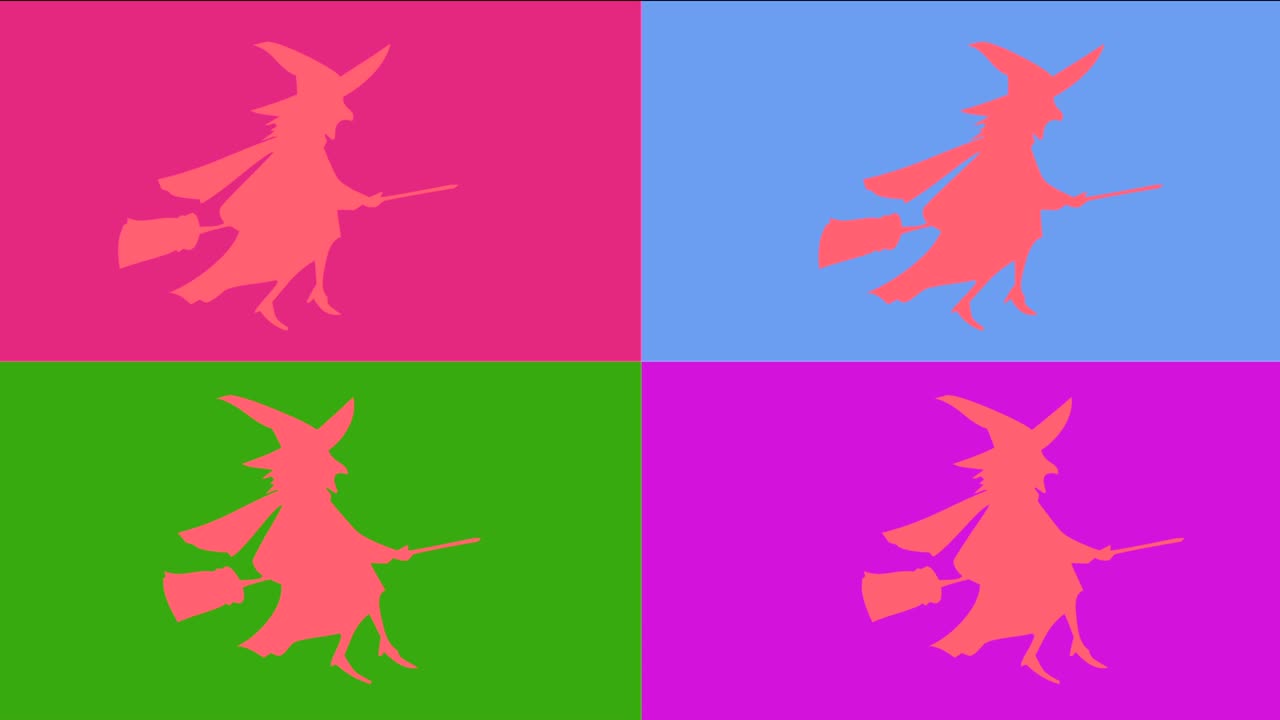 arte pop en 4k - animación de brujas en bucle