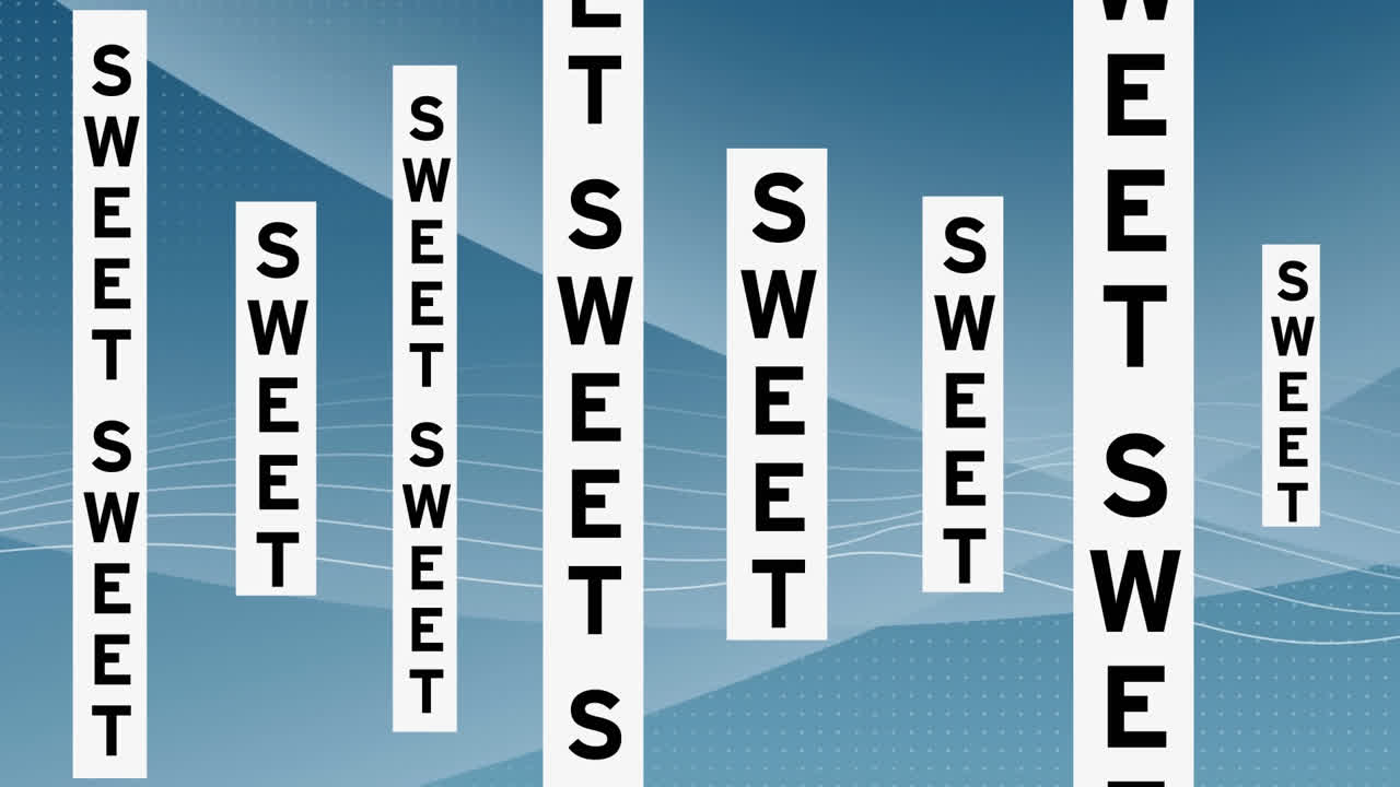 파란색 배경에 움직이는 파도 위에 여러 달한 텍스트의 애니메이션