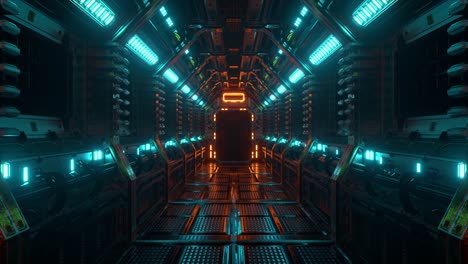 corredor de nave espacial de ciencia ficción futurista con luces de neón