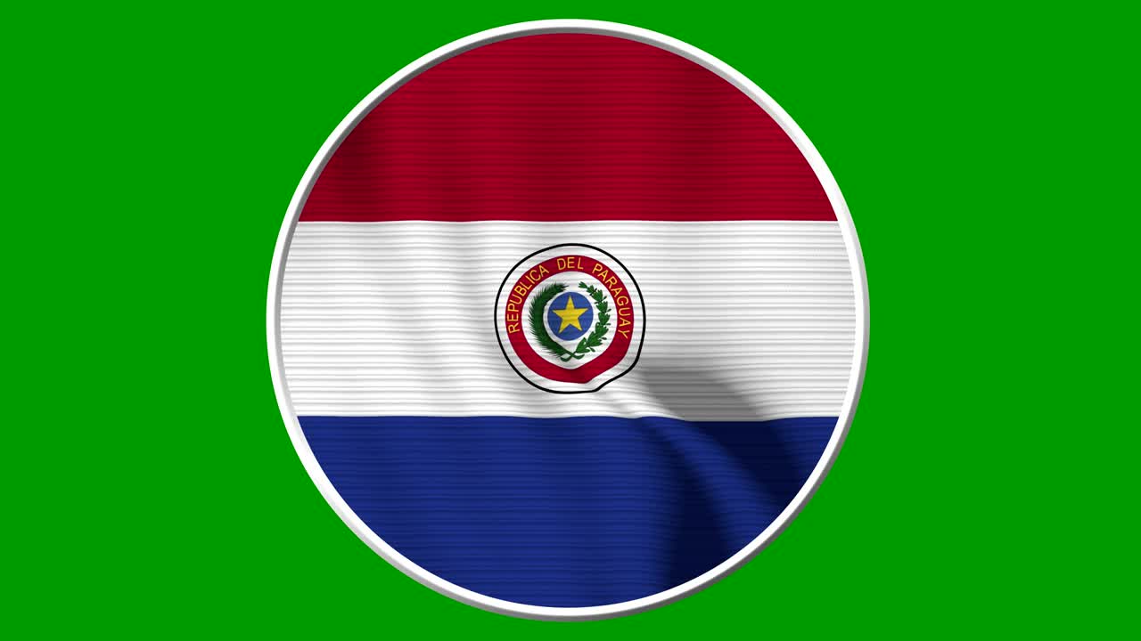 el bucle circular de la bandera de paraguay - una bandera realista de 4k ondeando en el viento
